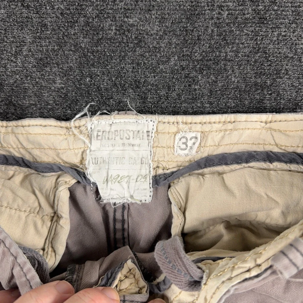 Aeropostale Authentic Cargo Shorts Cotton‎ Twill Utility Pockets 32 Khaki Tan